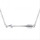 Classic horizontal 925 sterling silver Cupid's love arrow pendant necklaces for women
